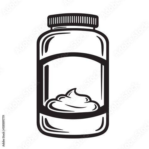 Cream jar with swirling substance and ribbed lid vector