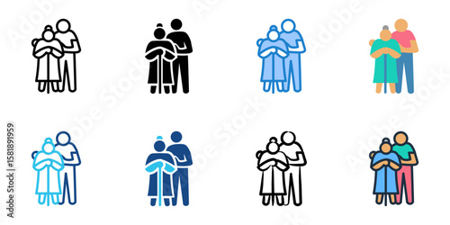 Elder Care icon set multiple style collection 
