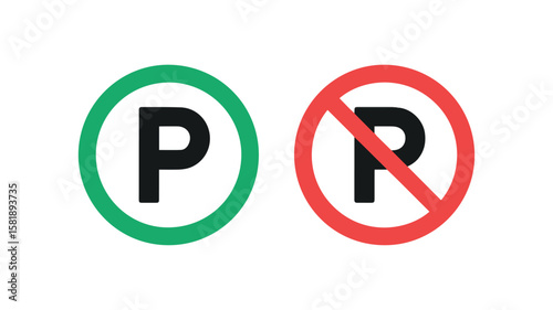 Parking and no parking signs vector illustration for traffic rules and road safety concept design vector