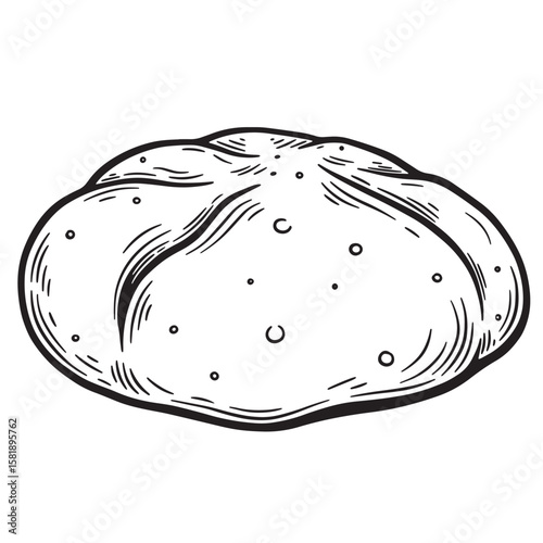 Hand drawn bread loaf with texture baked good food