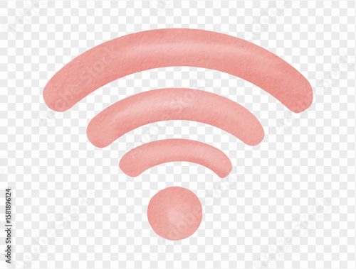 Watercolor pink wifi symbol internet connection summer icon clipart. Vector.