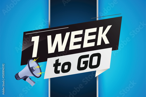 1 week to go word concept vector illustration with megaphone and 3d style for use landing page, template, ui, web, mobile app, poster, banner, flyer, background, gift card, coupon
