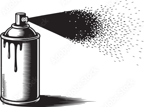 Spray Paint Can Vector Illustration with Dripping Paint and Spray Effect Art