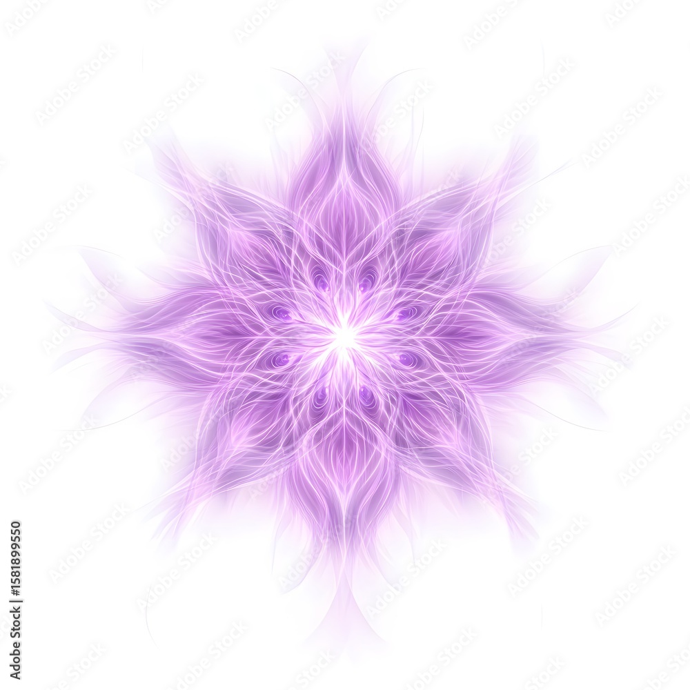 Obraz premium arcane energy burst with symmetrical vector lines in violet, glowing softly on white background 