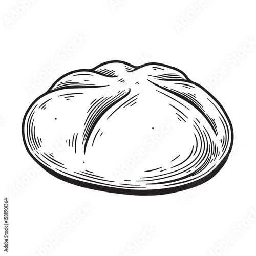 Round bread loaf vintage art baked goods food