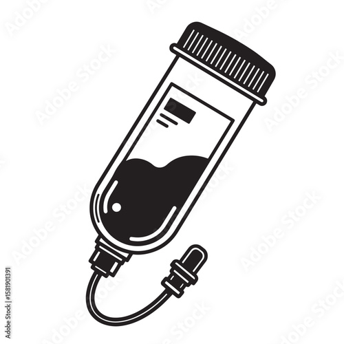 Medical iv drip bag infusion silhouette illustrating healthcare treatment and hospital procedures
