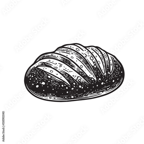 Rustic loaf with textured crust and seeds bread baked