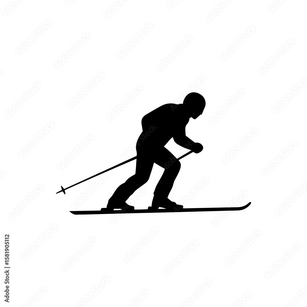 Fototapeta premium Skiing sport silhouette icon vector flat design.