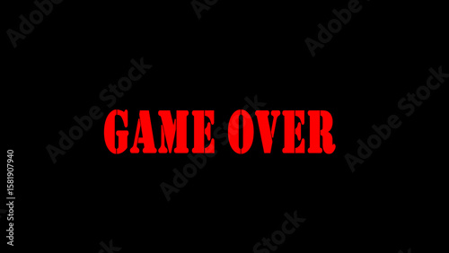 Game over icon text on a black background. gaming concept.