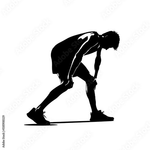 Exhausted athlete vector  , Exhausted athlete silhouette
