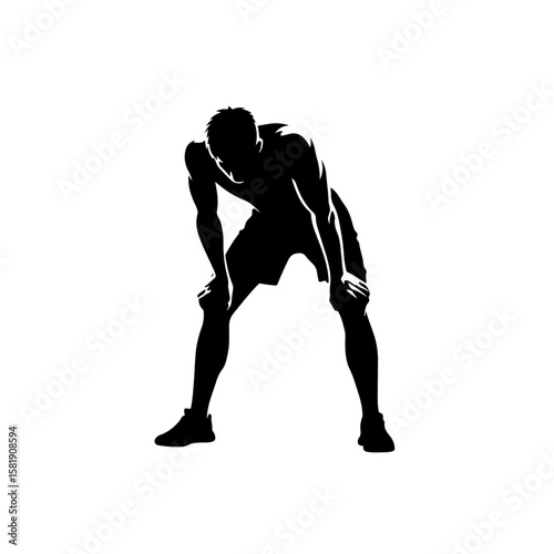 Exhausted athlete vector  , Exhausted athlete silhouette