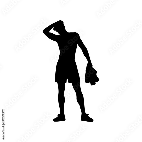 Exhausted athlete vector  , Exhausted athlete silhouette