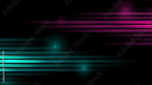 Bright blue and purple glossy stripes with glowing light, abstract background. Seamless looping geometric motion design. Video animation Ultra HD 4K 3840x2160