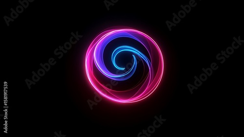 Abstract swirling neon circle design