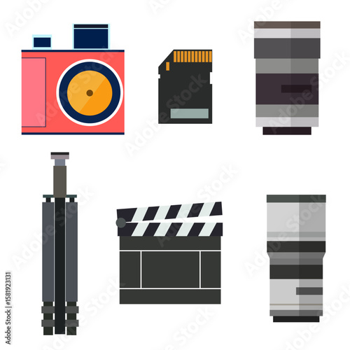 Photography and camera icons set