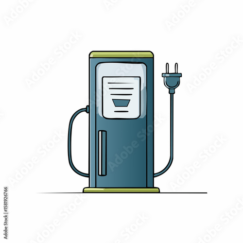 Electric Station for Vehicle Car Line and Silhouette Icon