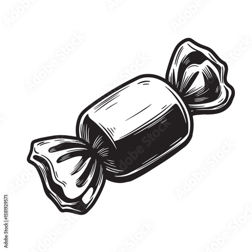 Black and white wrapped candy illustration sweet confection