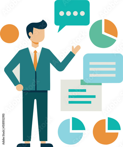 Business Leadership Presentation Man Presenting Strategy