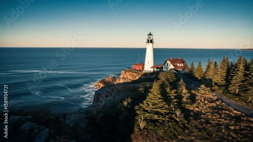 Portland Head Light at sunrise, Maine, USA