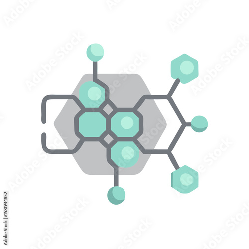 Bioethics and genetic engineering icon in flat design with green elements  