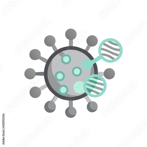 Icon of bioethics and genetic engineering with virus and DNA strands  