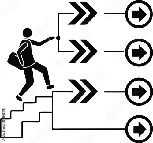educational process step infographic silhouette vector