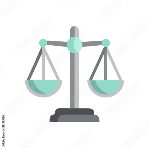 Scales of justice icon in flat style with teal color accents  