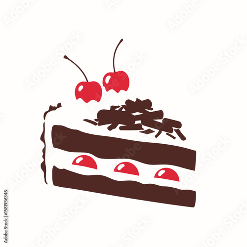 Black Forest Cake Slice: Vector Dessert Illustration