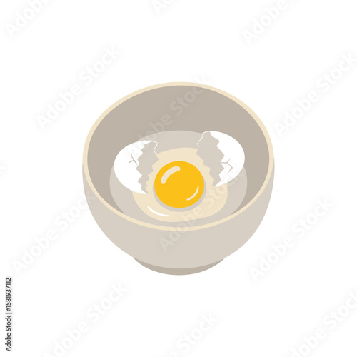 Egg in a Bowl - Simple Illustration for Culinary Designs