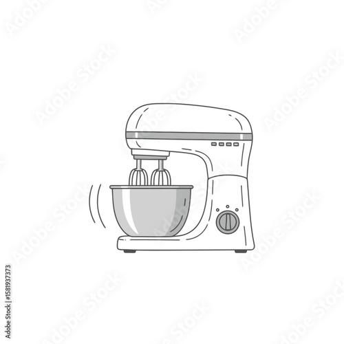 Minimalist Stand Mixer Line Art: Kitchen Appliance Icon
