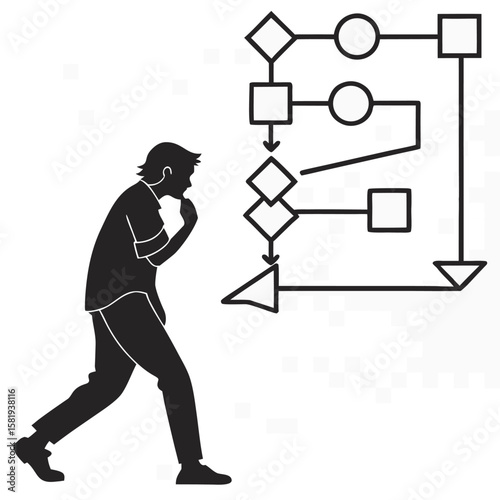 problem solving step layout silhouette vector