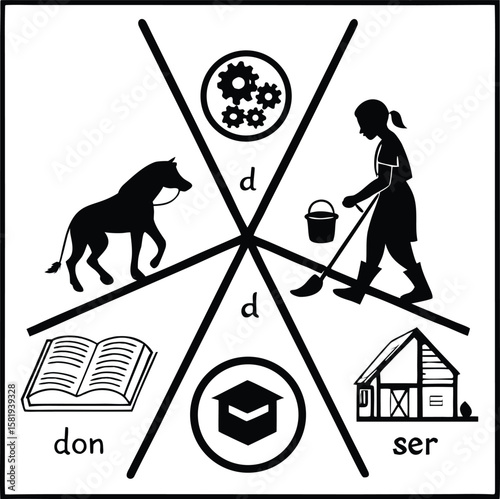 grammar structure with icon chart silhouette vector