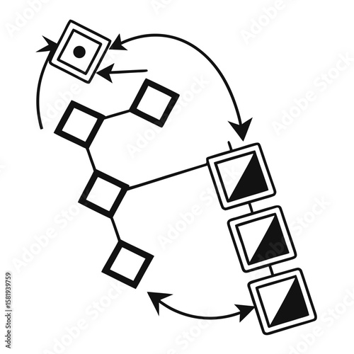 number flow calculation chart silhouette vector