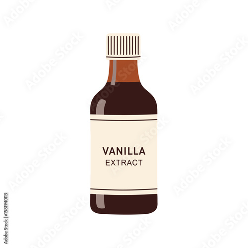 Vanilla Extract Bottle Illustration: Culinary Ingredient
