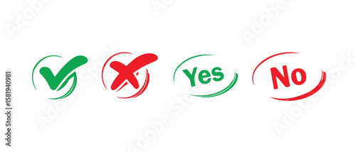 Icons yes and no vector graphics. confirmation and cancellation