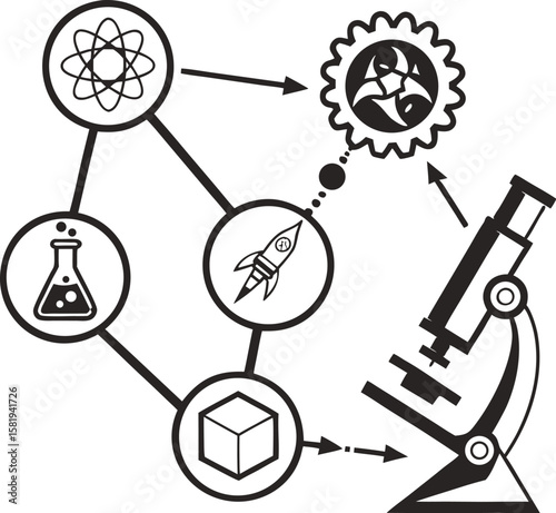 science method step diagram silhouette vector