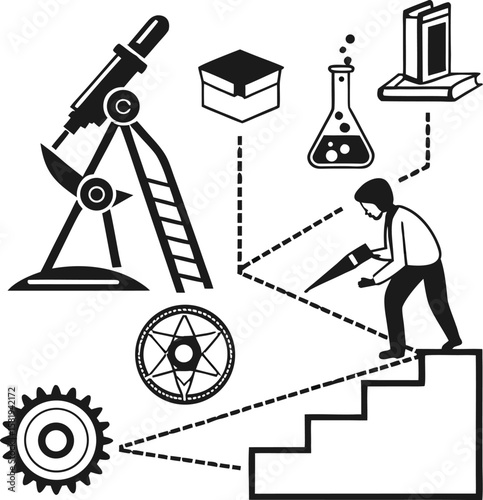 experiment procedure outline chart silhouette vector