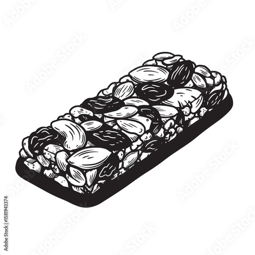 Nutty snack bar with almonds and raisins nuts dried fruit