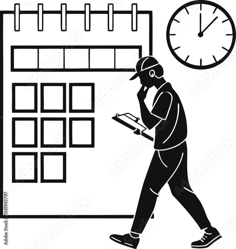 daily learning routine chart silhouette vector