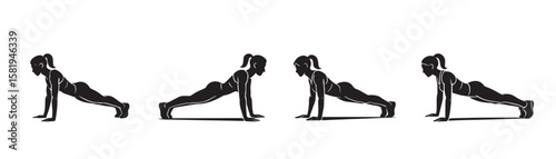 Push-Up Workout Silhouette – Bodyweight Exercise Vector