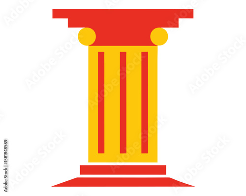A red and yellow column stands isolated on white background Ai Generated 