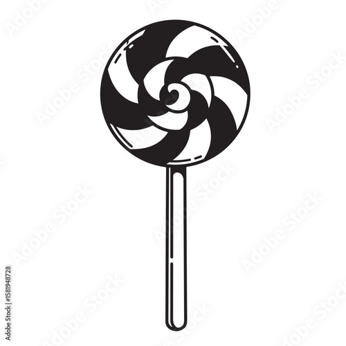 Swirl lollipop black and white vintage Art candy sweet