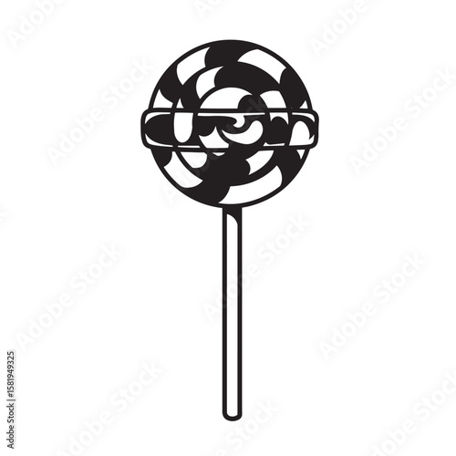 Swirl lollipop black white vintage Art candy sweet