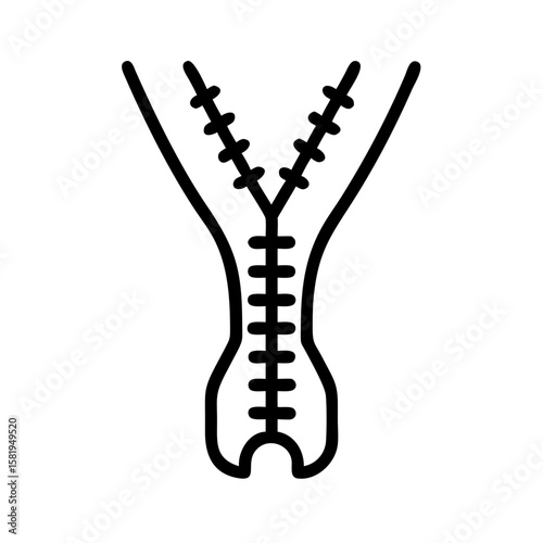 medical zipper suture Line Icon Symbol Pictogram Outline