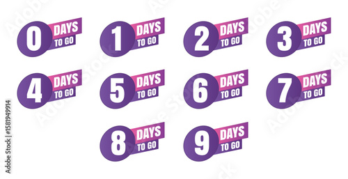 countdown left days banner count time sale nine eight seven six five four three two one zero days left vector illustration