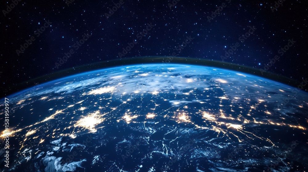 Obraz premium Earth from space, night view