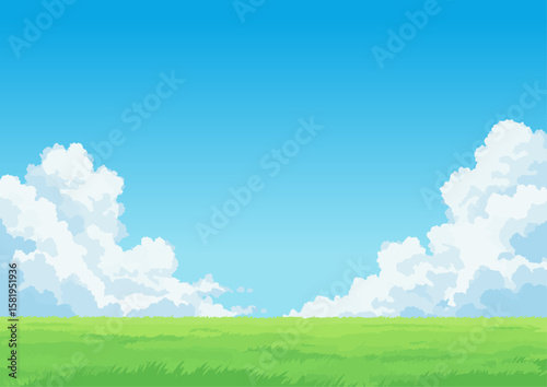 구름,하늘,잔디 배경 일러스트 벡터파일