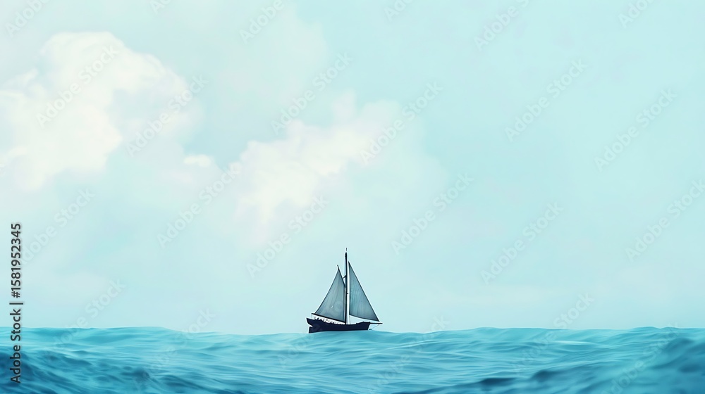Obraz premium Serene Sailboat on Calm Ocean Journey