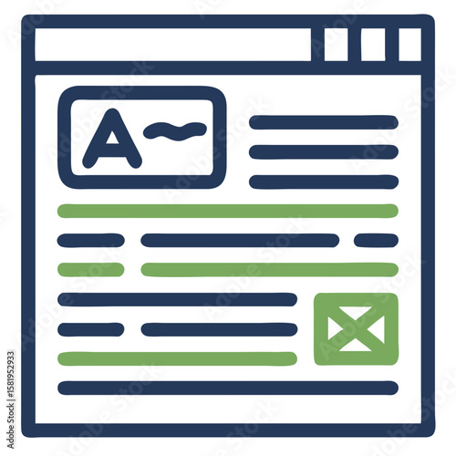 Simplified Web Page Layout Illustration for Digital Marketing, Content Creation, Website Design, and Online Education Resources  