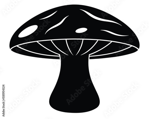 A black mushroom silhouette isolated on white background is a fungus Ai Generated